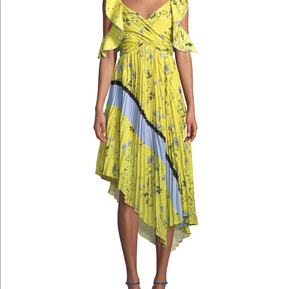 Self Portrait Yellow Asymmetric dress